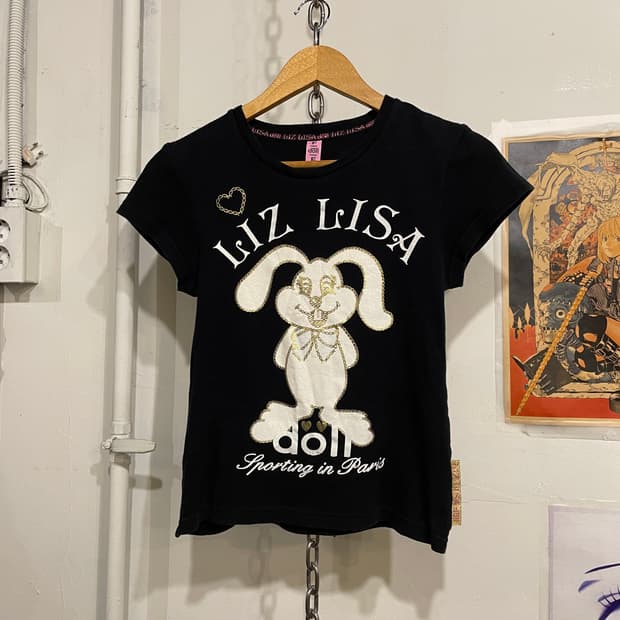 liz lisa doll 리즈리사돌 글리터 토끼 블랙 티셔츠