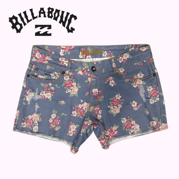 vintage flower denim shorts