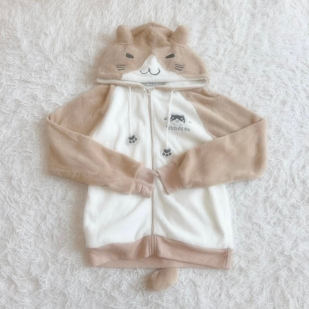 네코부치 고양이 후드집업 희귀 모리걸 라떼가루 일본 빈티지 대장템