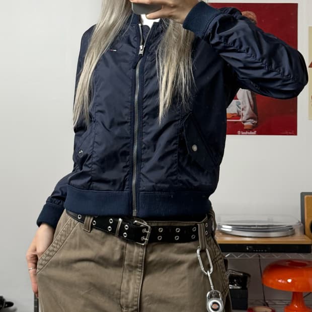 타미힐피거 00s 나일론 블루종 자켓 네이비