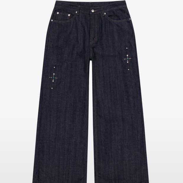 AAKAM WesternStuddedDenimPants(DarkBlue)