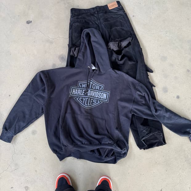 빈티지 할리 데이비슨 후드 2XL