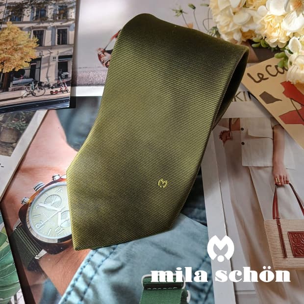 밀라숀 실크 그린 솔리드 넥타이 9.5cm A등급 A19757
