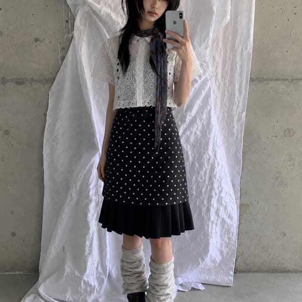 빈티지 도트 레이어드 코디 set