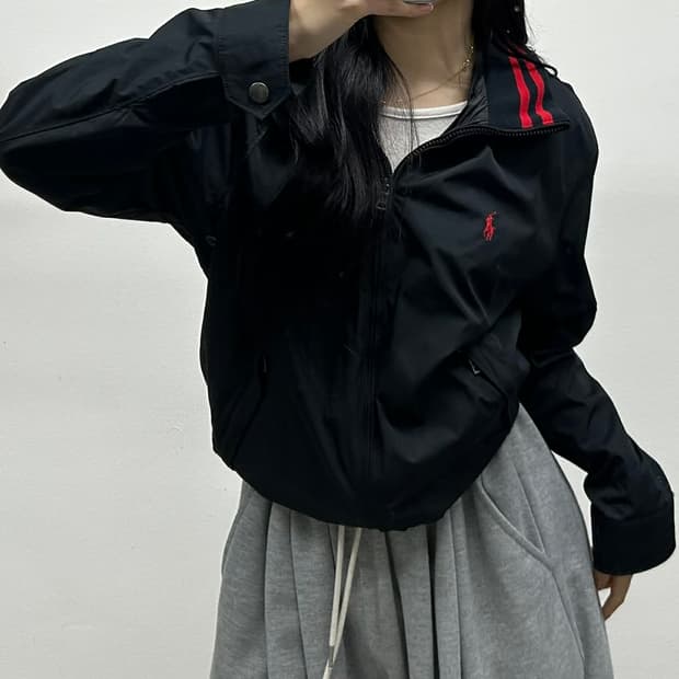 폴로 랄프로렌 블랙 윈드브레이커 자켓 바람막이 희귀져지(L)