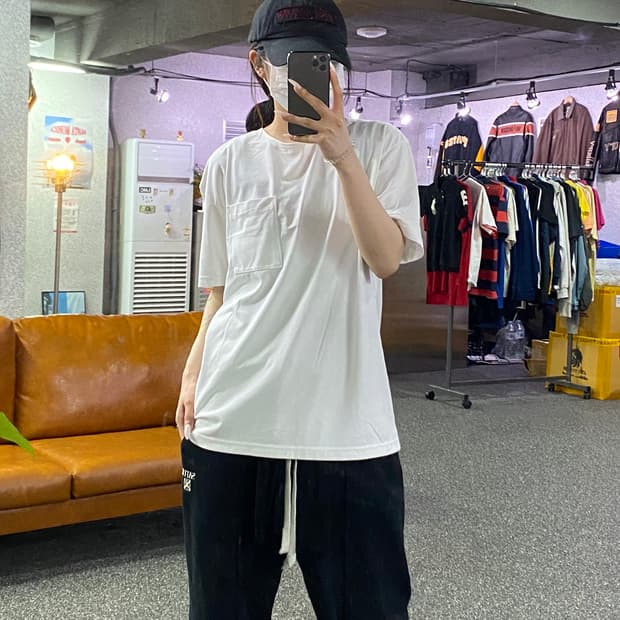 쿠어 수피마 코튼 세미 오버핏 반팔 티셔츠B4918