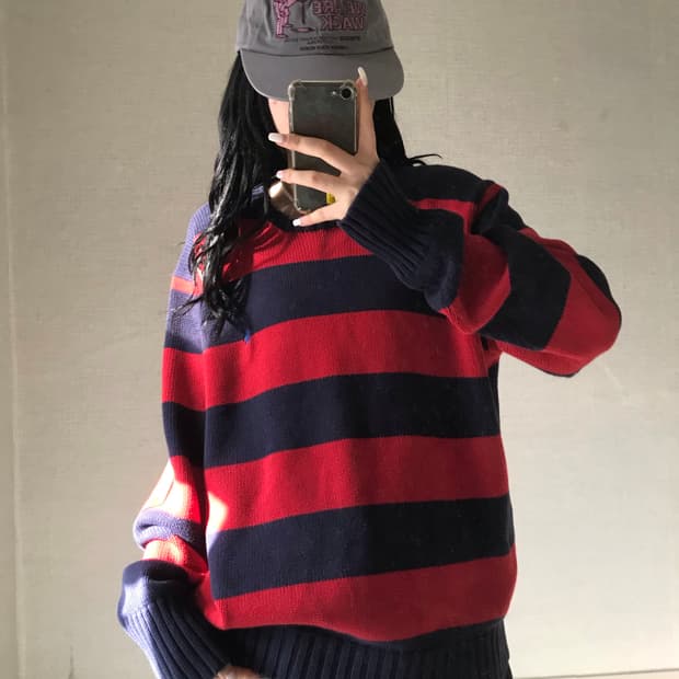 폴로 스트라이프 니트