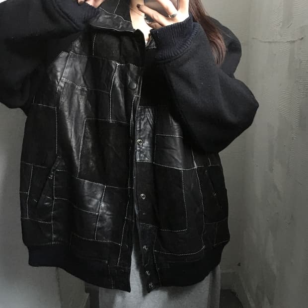 Avirex 아비렉스 90‘s 스웨이드 패치워크 바시티 자켓 