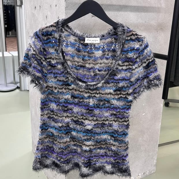 코미오 ko.mio.shop 멀티컬러 헤어리 니트 탑