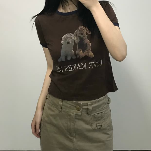 마땡킴 배색 링거 반팔 티셔츠