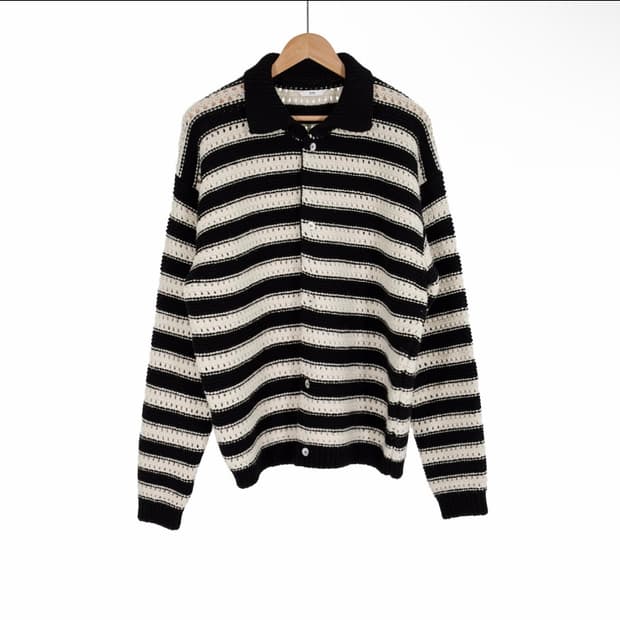 [L] STU 에스티유 남성 울 카라 스프라이트 가디건 블랙