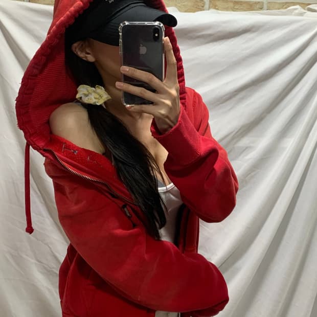 아베크롬비 후드집업 ,XL,빨강