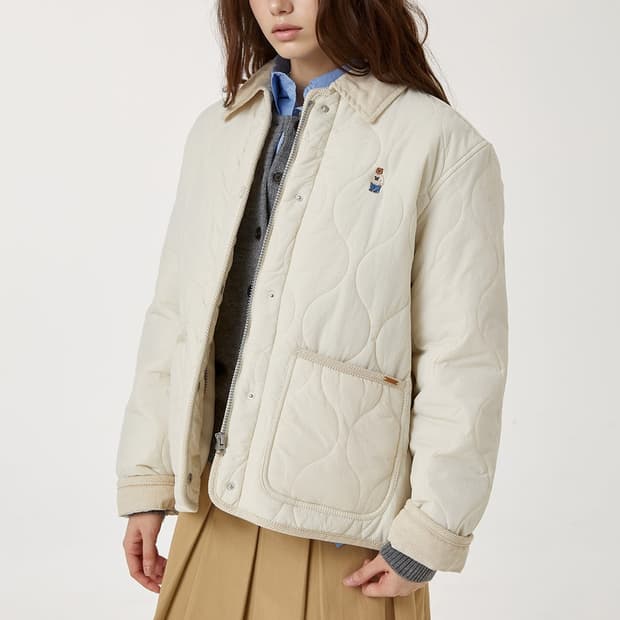 후아유 스티브 퀼팅 자켓 아이보리 경량패딩 간절기아우터