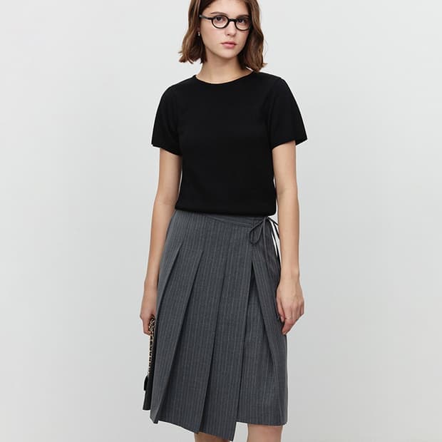 L) 던스트 쁘띠 하프슬리브 반팔 니트 블랙