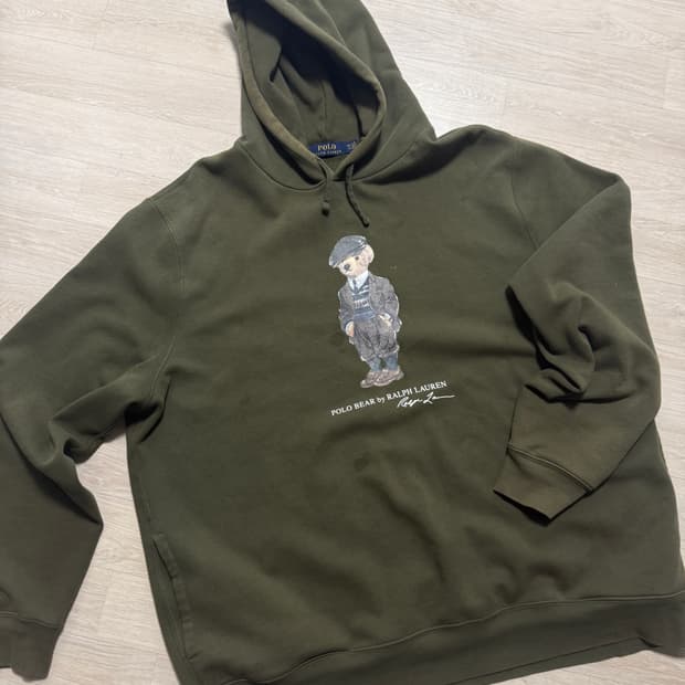 폴로 랄프로렌 베어 프린팅 후드티 xxl