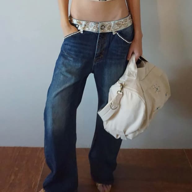 스컬프터 Beaded Waist Denim Pants xs