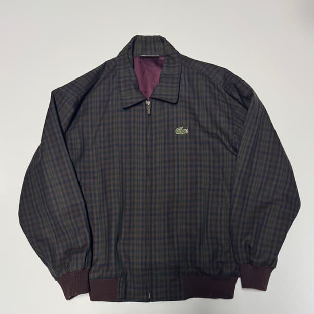 희귀!! 정품 라코스테 레트로 울 체크 블루종 집업 자켓