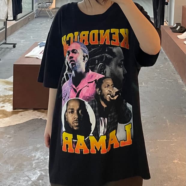 빈티지 켄드릭 라마 프린팅 반팔 H2536