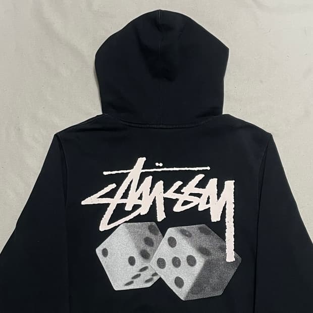 M 스투시 빅로고 주사위 블랙 후드티