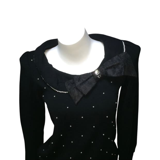 세실맥비 레이스 리본 진주 카라 니트 달천