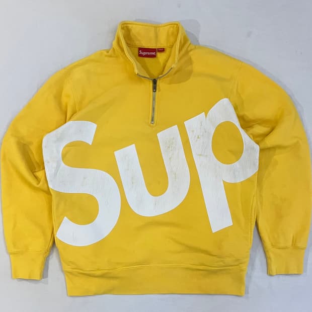 15FW 슈프림 SUP 하프집업 풀오버 맨투맨 옐로우