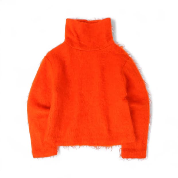MSGM 모헤어 오렌지 터틀넥 크롭 니트