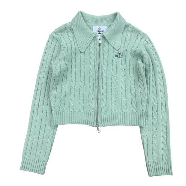 Vintage Vivienne Westwood 꽈배기 니트 집업 가디건