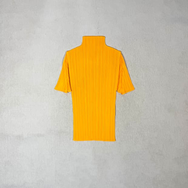 Pleats Please Yellow High Neck Cut Short
