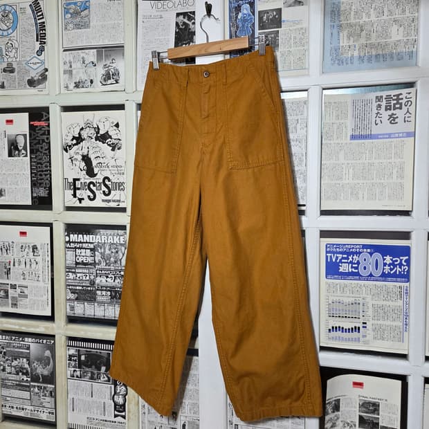 JPN COEN 새틴 머스타드 빅포켓 코튼팬츠