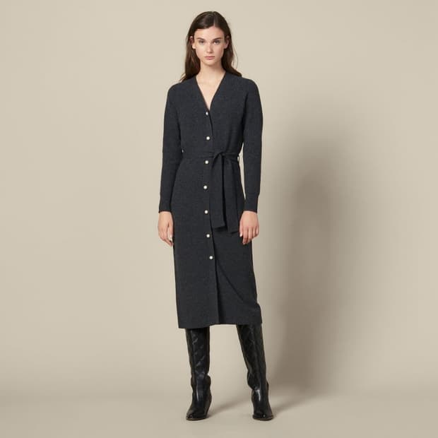 산드로 그레이 울 니트 원피스 36