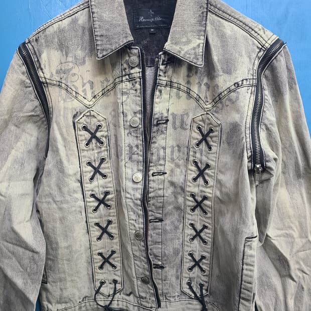 희귀템 일본 그런지펑크 버닝쇼 데님자켓