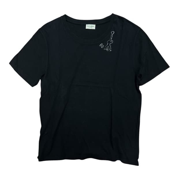 Saint laurent guitar motif t shirts