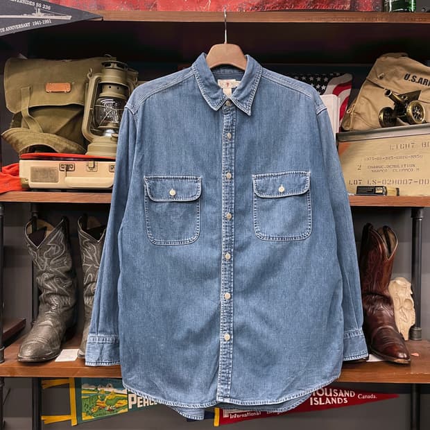 제이크루 데님 버튼 다운 포켓 셔츠