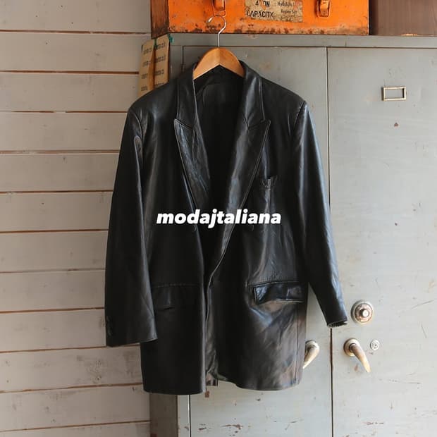 (착용컷) modajtaliana 더블 레더 자켓 M