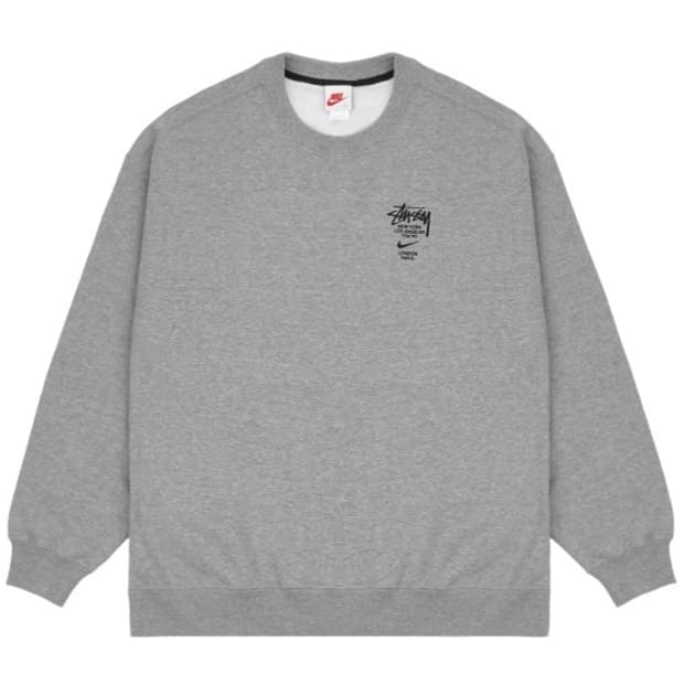 나이키 x 스투시 NRG ZR 플리스 크루넥 헤더 그레이