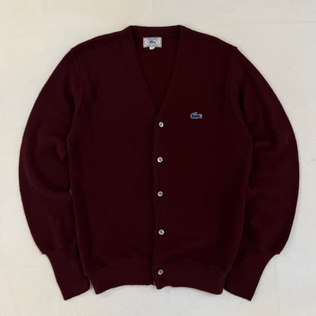 70s IZOD 라코스테 아카이브 버건디 아크릴 가디건