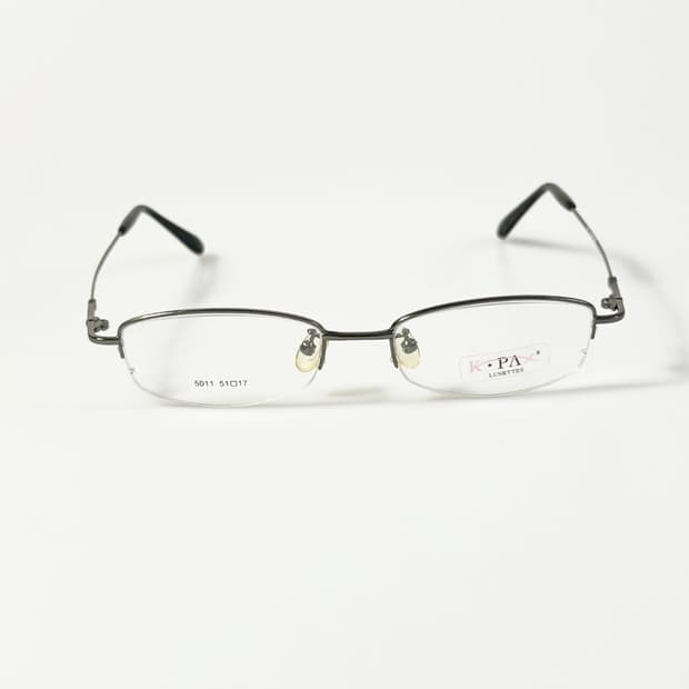 KPAX 건메탈 반무테 스퀘어 프레임 빈티지 안경