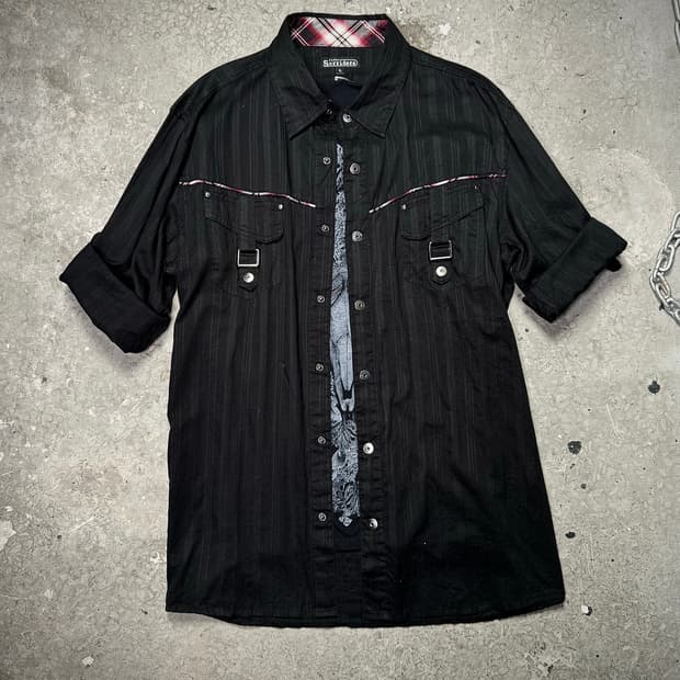 Stripe Western Buckle Shirt 