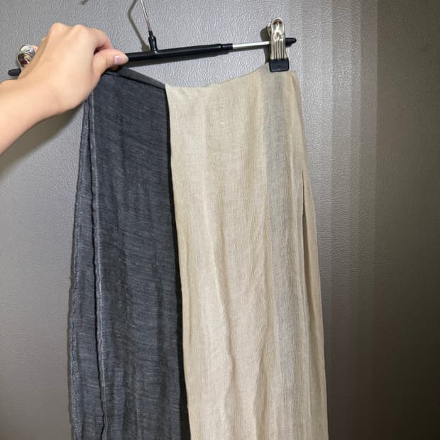 린넨 터치 빈티지 투톤 롱 스카프