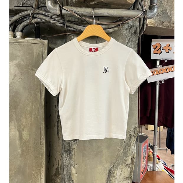우알롱 크롭 반팔티 화이트 S #csz3742