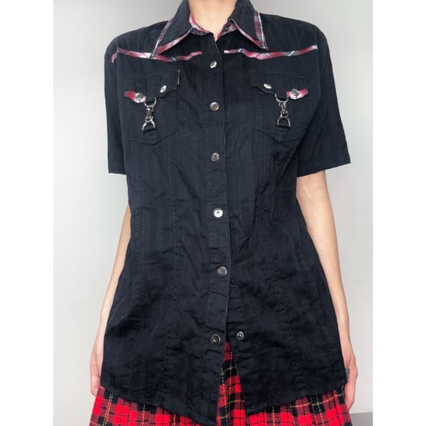 빈티지 락시크 블랙 반팔 셔츠