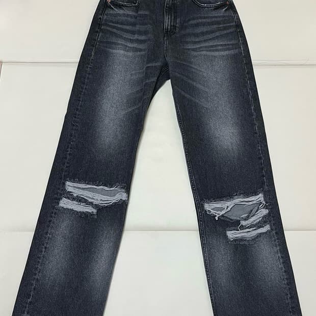 [렉토] 디스트로이드 루즈 핏 데님 블랙