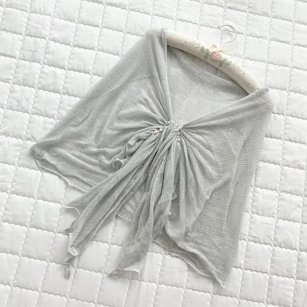 히메갸루 모리걸 ♥ 실버글리터 진주 큐빅 숄 가디건