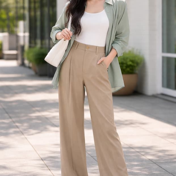 유니폼브릿지 원턱 와이드 슬랙스 베이지 