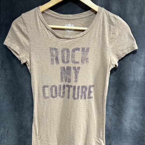 쥬시꾸뛰르 ROCK MY COUTURE 빈티지 반팔 티셔츠 P 베이지