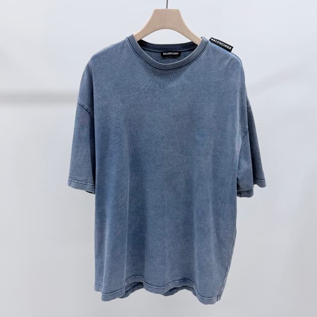 [S+급/M] 발렌시아가 워싱 반팔 티셔츠 블루