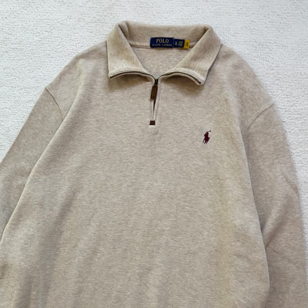 QR 신형 폴로 오트밀 반집업니트