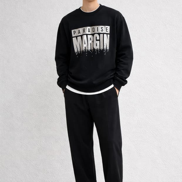 TBJ(티비제이) 'PARADISE MARGIN' 실버 프린팅 맨투맨