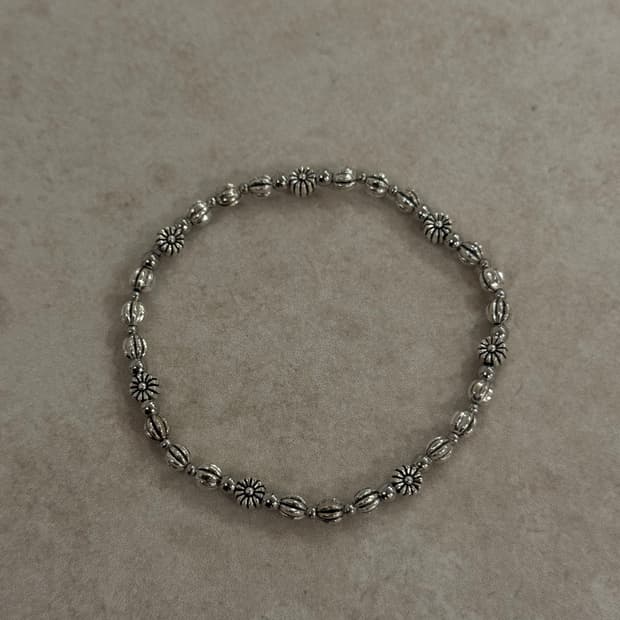 호박 비즈 플라워 팔찌