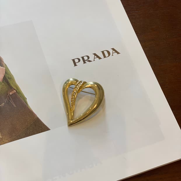 빈티지 하트 큐빅 브로치